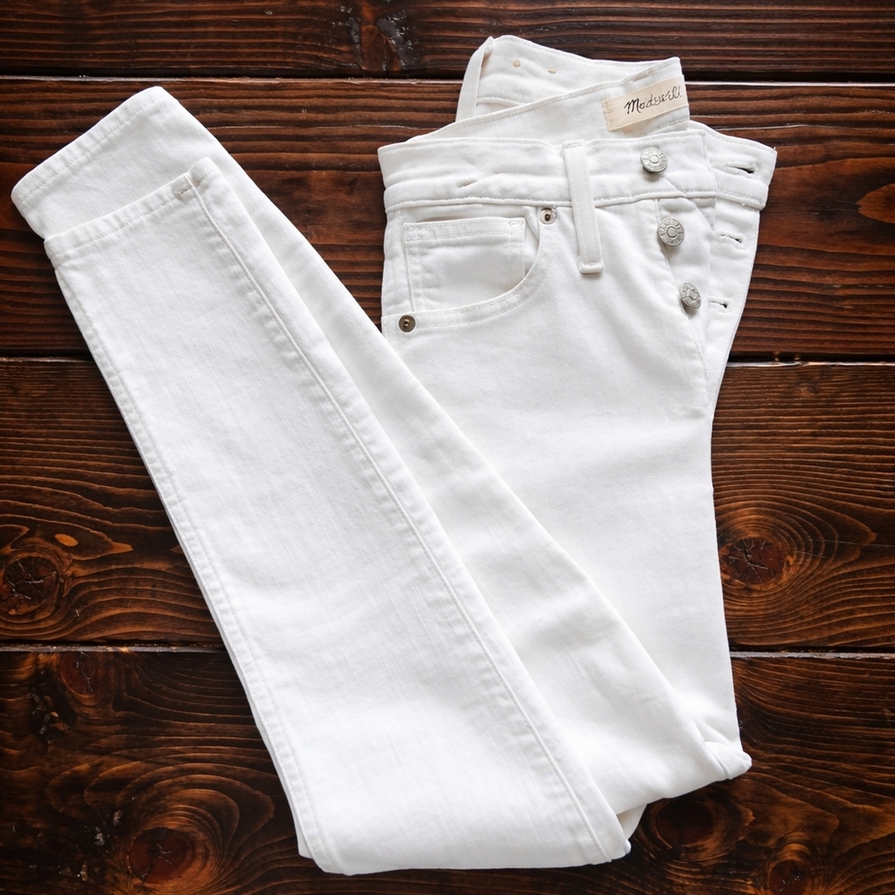 Madewell Skinny Jeans Womens 25 White Button Fly High Rise Denim